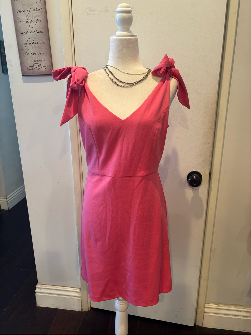 BCBGeneration Coral Pink Tie-Shoulder V-Neck Mini Dress